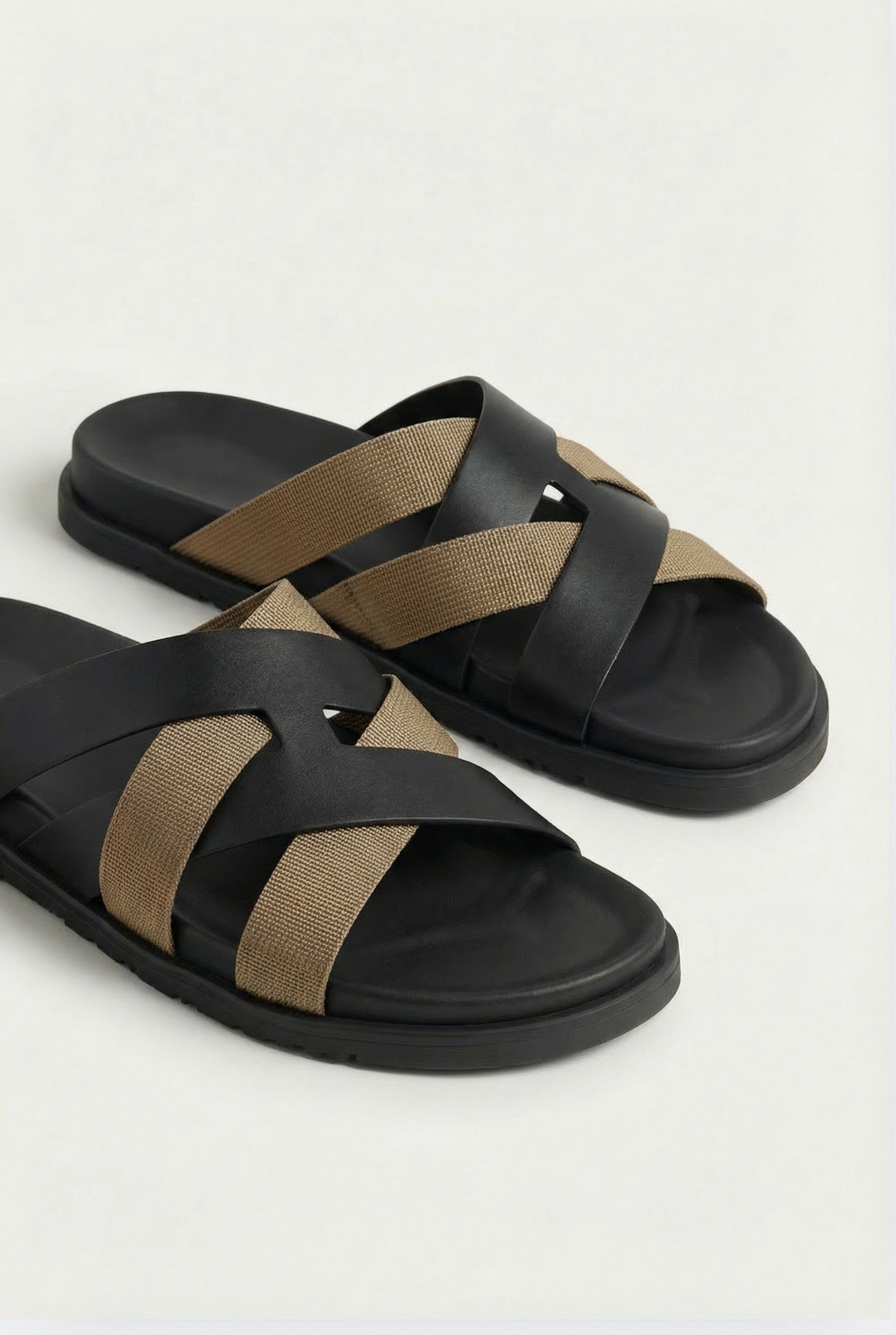 Amalfi Leather Sandal Black Tan