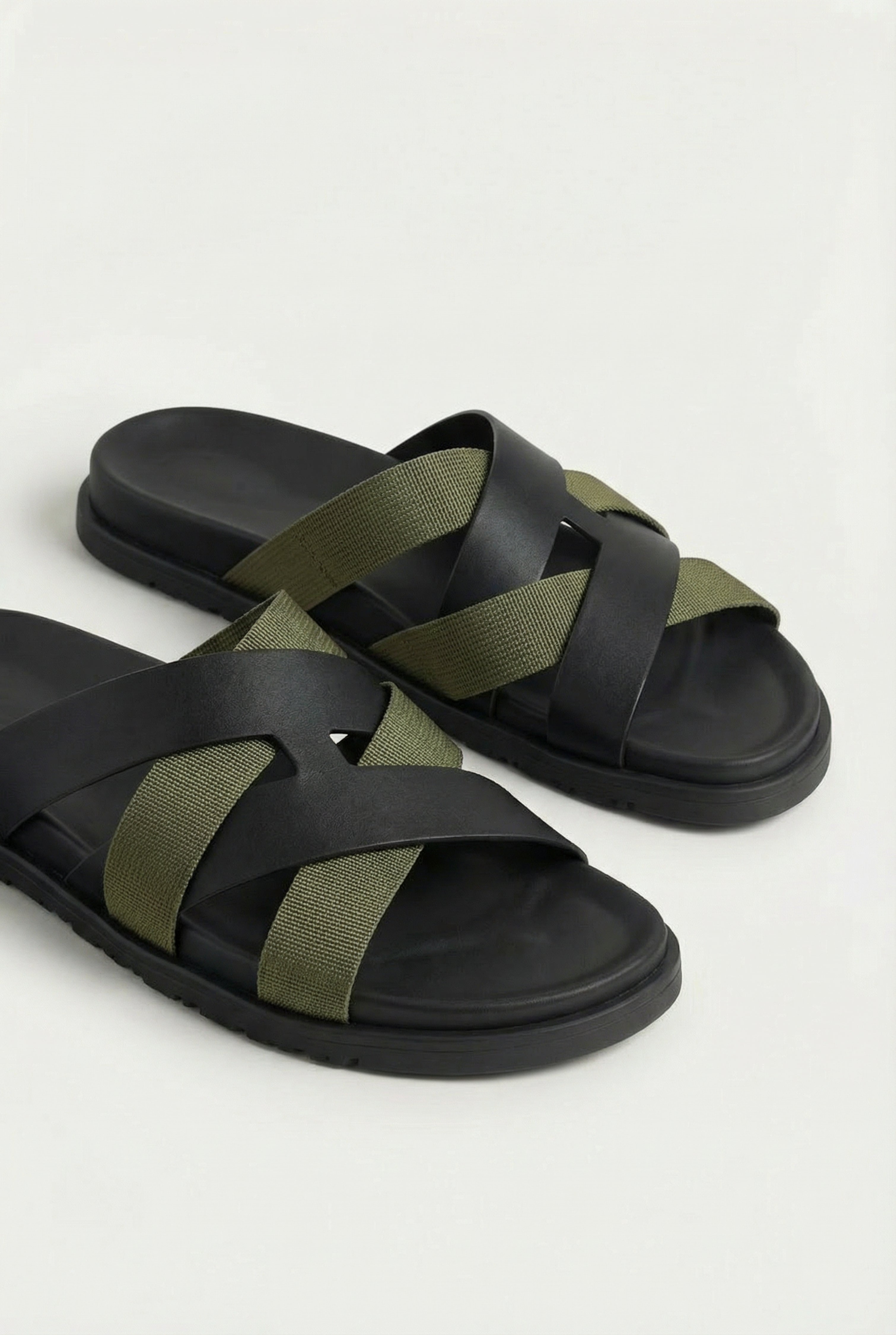 Amalfi Leather Sandal Black Olive