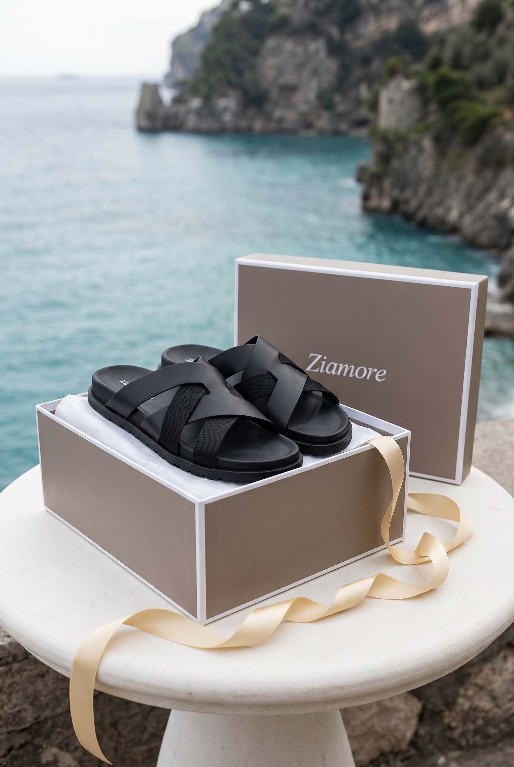 Amalfi Leather Sandal Black