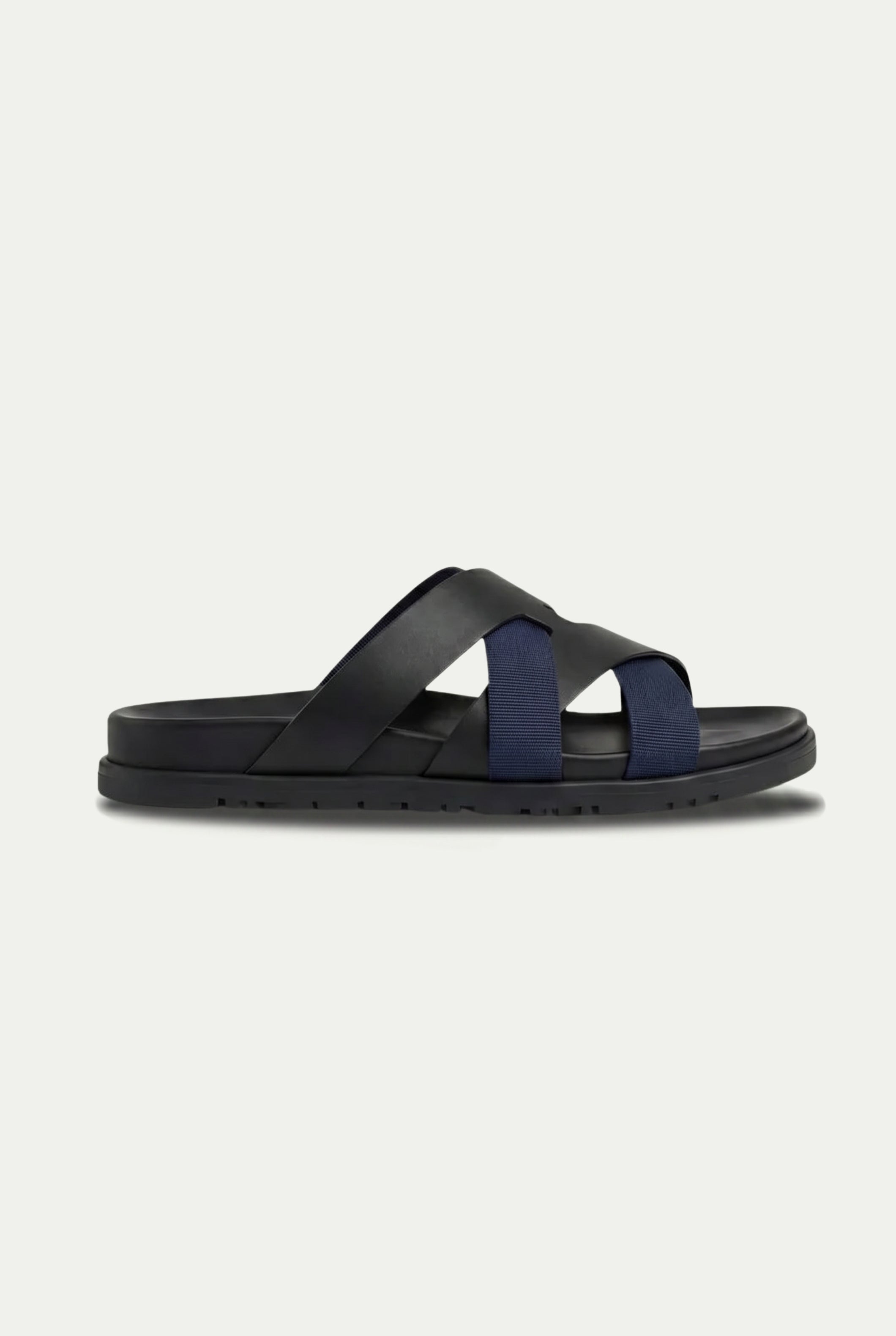 Amalfi Leather Sandal Black Navy