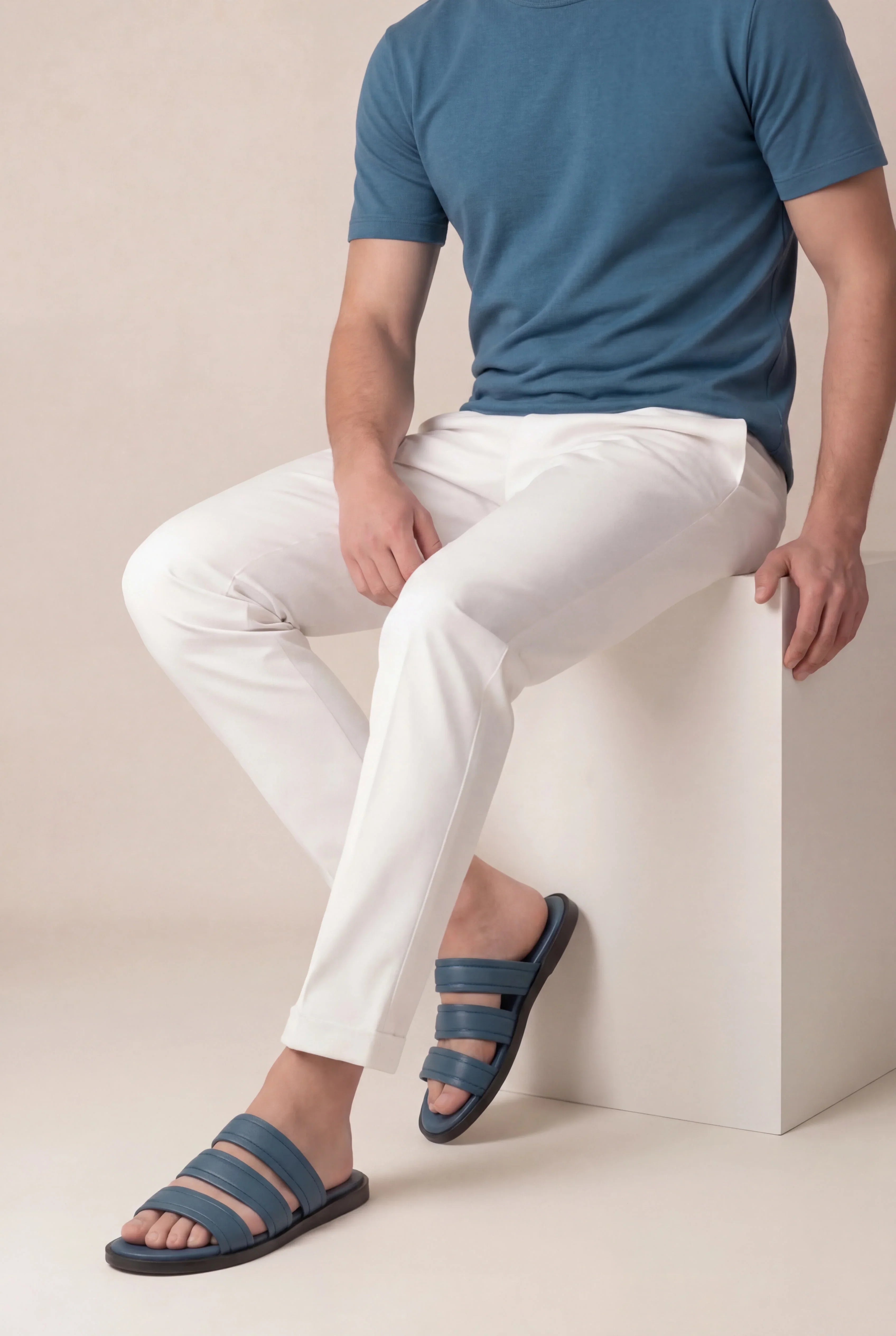 Navy Urban Sandal Calf Leather