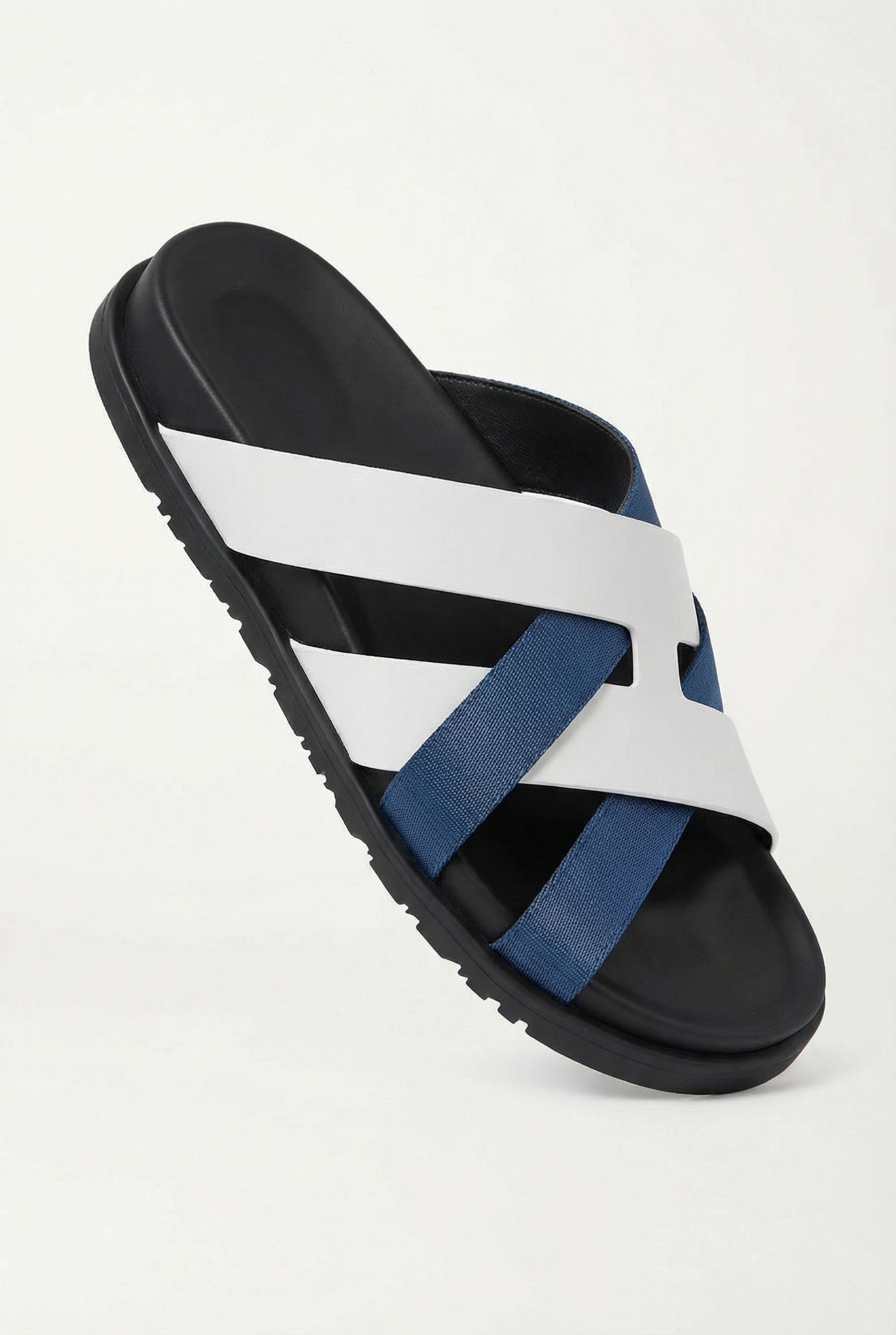 Amalfi Leather Sandal White Navy