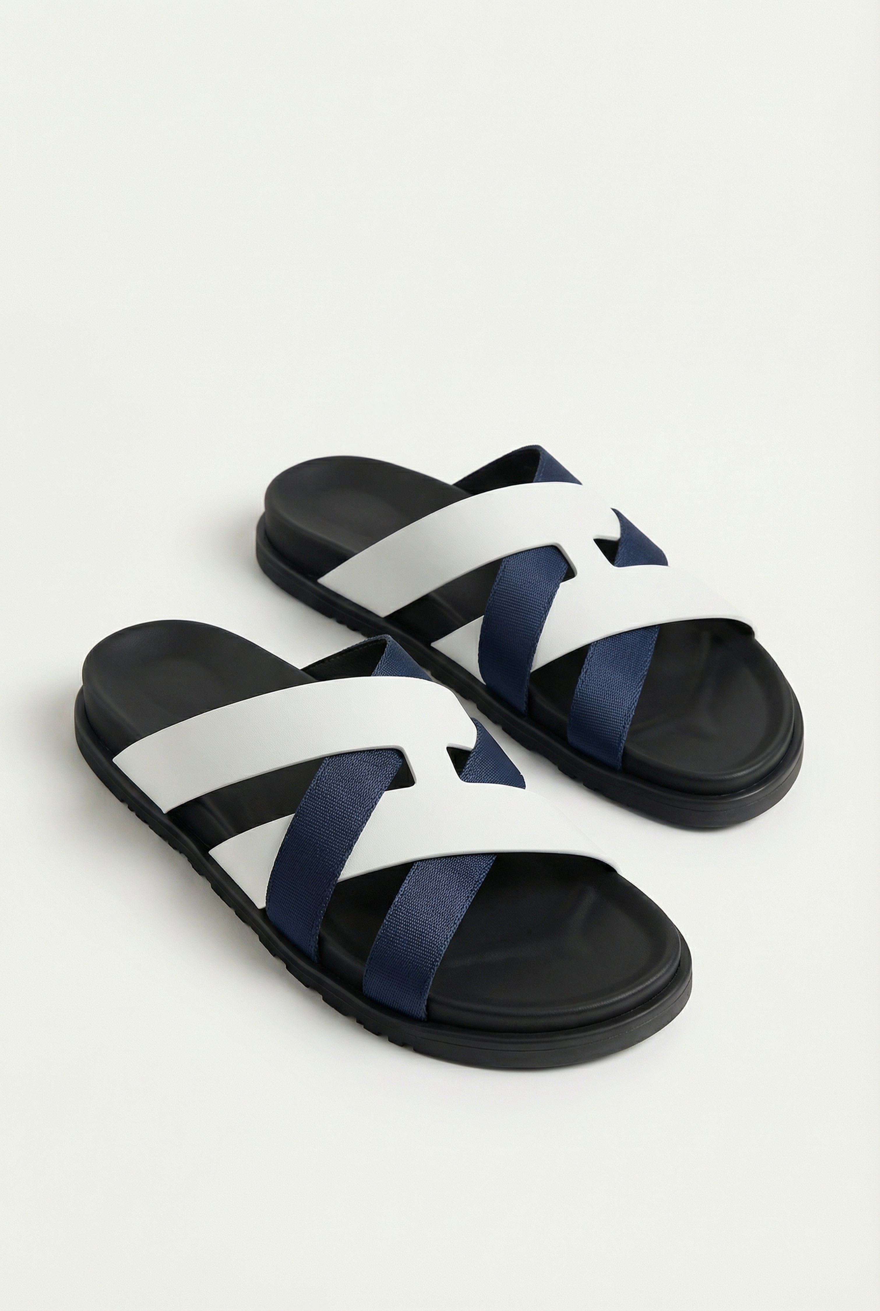 Amalfi Leather Sandal White Navy
