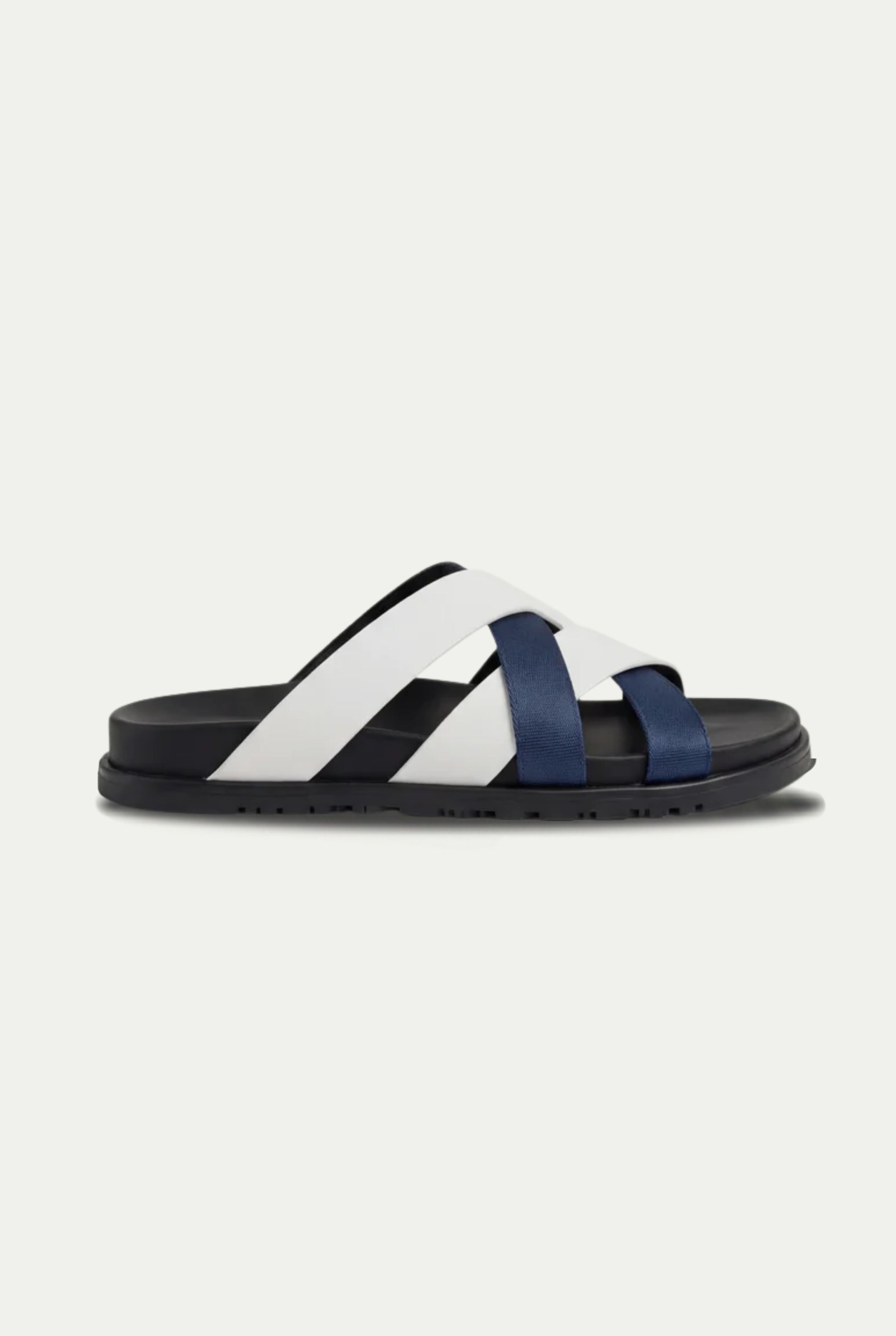 Amalfi Leather Sandal White Navy