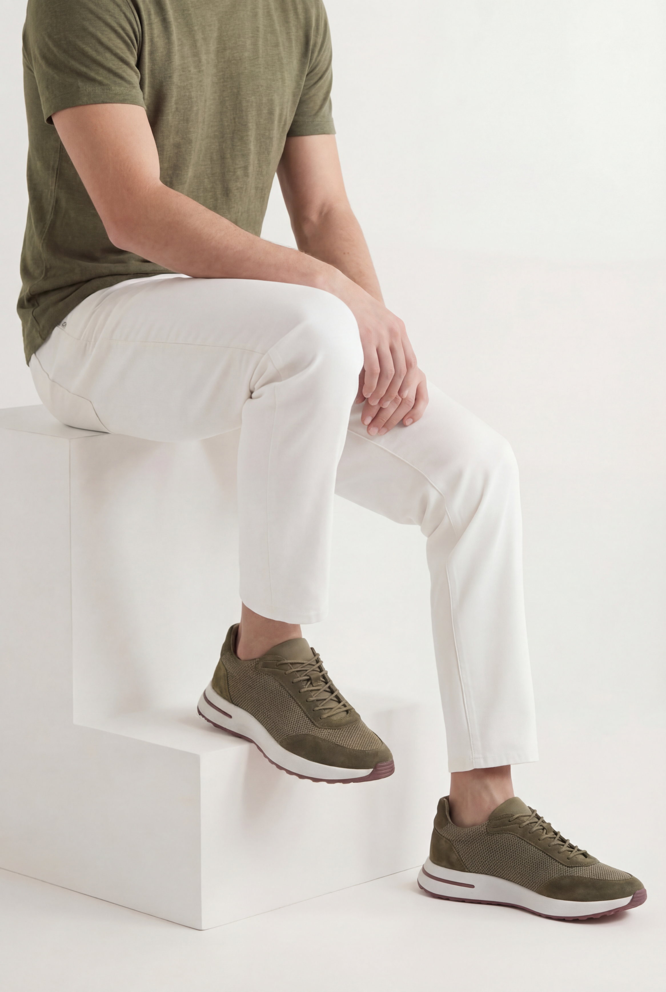 Portofino Trainer Suede Olive Green
